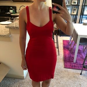 Express red fitted cocktail dress